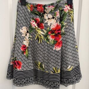 White House Black Market Floral A-Line Skirt